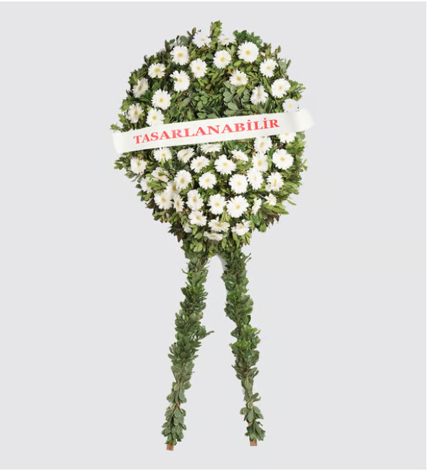 Beyaz Gerberalar Tek Katlı Çelenk